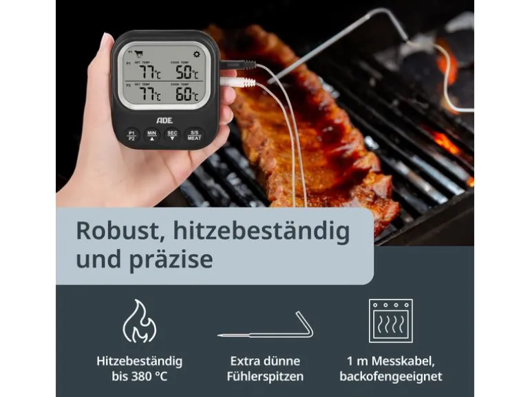 ADE Digitales Braten- und Ofenthermometer Schwarz