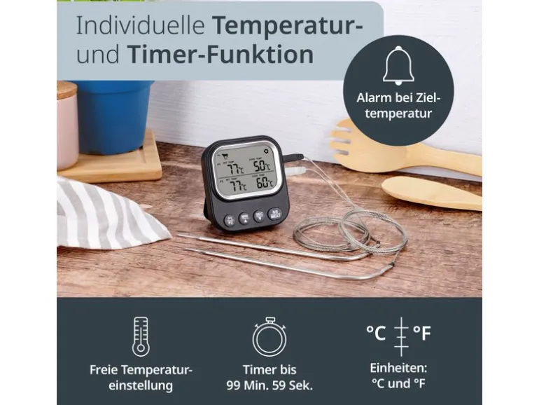 ADE Digitales Braten- und Ofenthermometer Schwarz