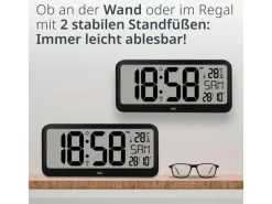 ADE Funkuhr XXL Wanduhr oder Regeluhr Schwarz