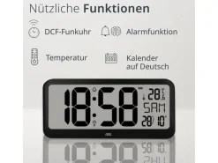 ADE Funkuhr XXL Wanduhr oder Regeluhr Schwarz