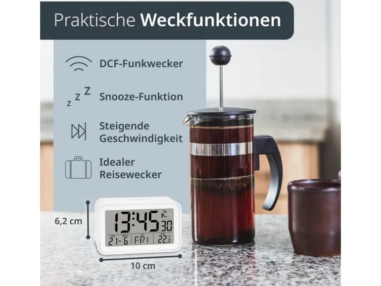 ADE Funkwecker digital Weiss