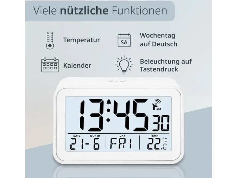 ADE Funkwecker digital Weiss
