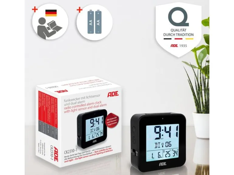 ADE Funkwecker mit Nachtlichtsensor