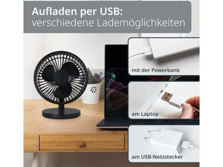 ADE Tischventilator kabellos Anthrazit
