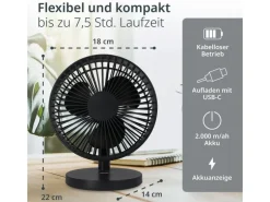 ADE Tischventilator kabellos Anthrazit