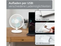 ADE Tischventilator kabellos Weiss