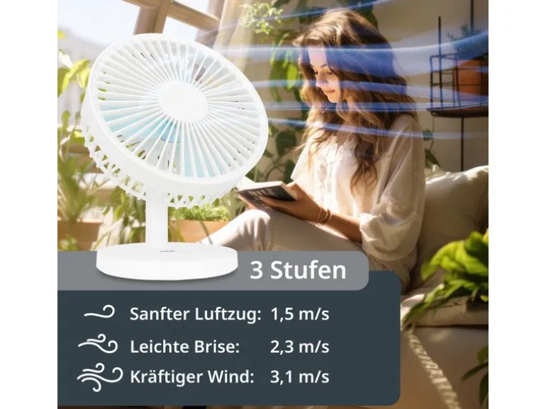 ADE Tischventilator kabellos Weiss