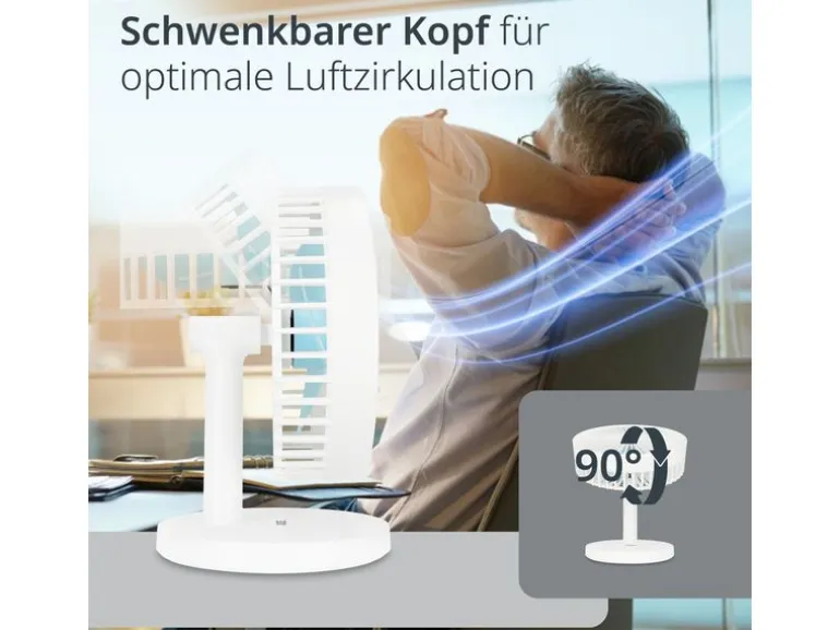 ADE Tischventilator kabellos Weiss