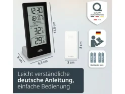 ADE Wetterstation mit Funk-Aussensensor Schwarz