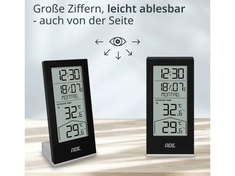 ADE Wetterstation mit Funk-Aussensensor Schwarz