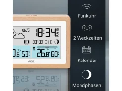 ADE Wetterstation mit Funk-Aussensensor Holz-Weiss