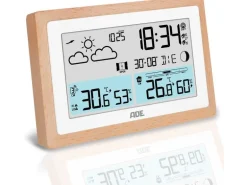 ADE Wetterstation mit Funk-Aussensensor Holz-Weiss