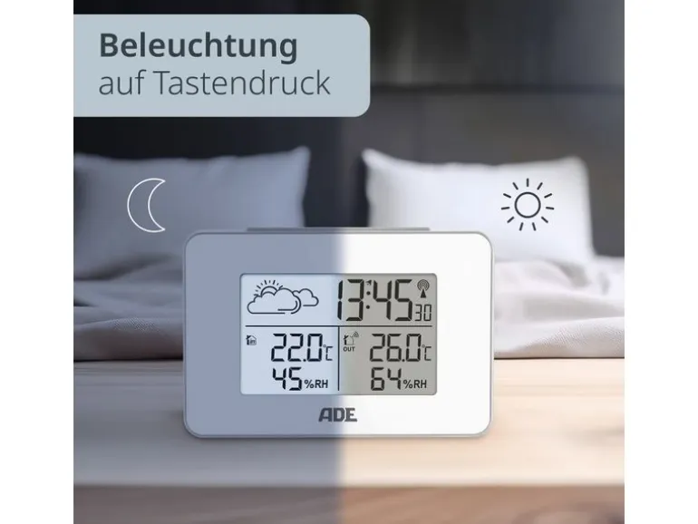 ADE Wetterstation mit Funk-Aussensensor Weiss