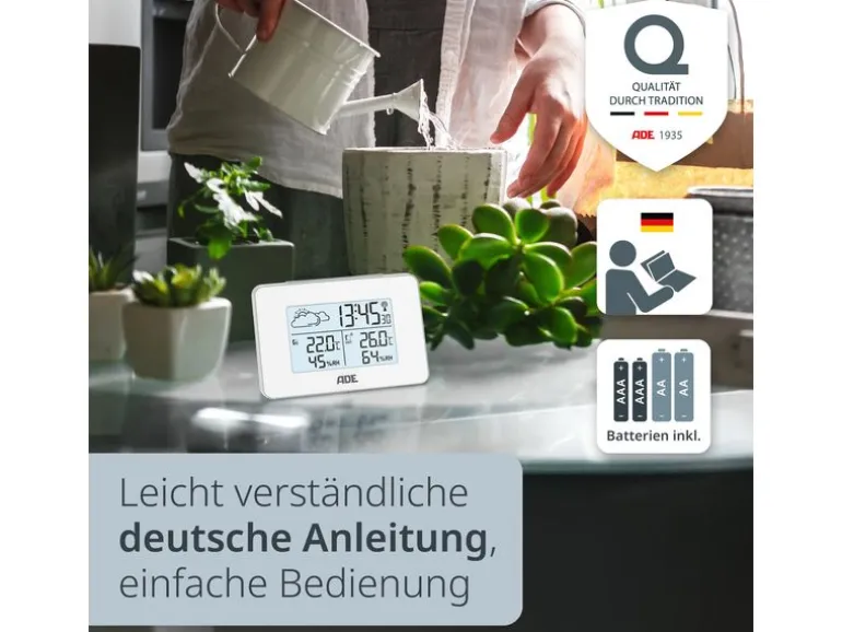 ADE Wetterstation mit Funk-Aussensensor Weiss