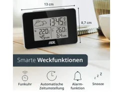 ADE Wetterstation mit Funk-Aussensensor mit DCF-Funkuhr, Schwarz