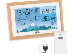 ADE Wetterstation mit Funk-Aussensensor Holz-weiss