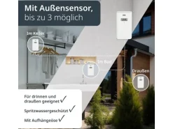 ADE Wetterstation mit Funk-Aussensensor Holz-weiss