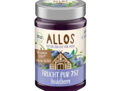 Allos Frucht pur Heidelbeere, Bio, 75% Fruchtanteil, 200 g