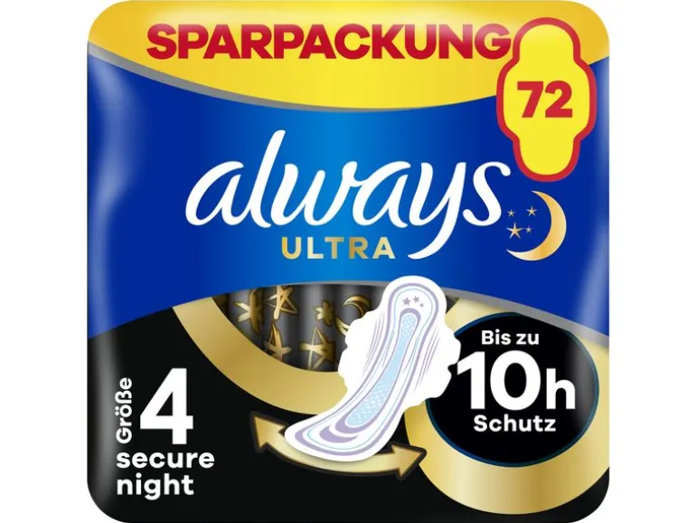 Always Binde mit Flügeln Ultra Secure Night 72 Stück