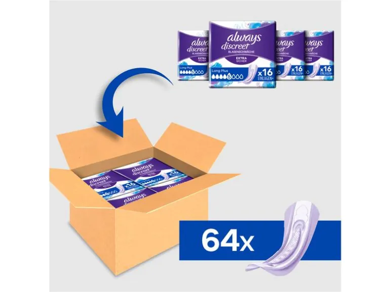 Always Inkontinenz Einlagen Discreet Long Plus 64 Stück
