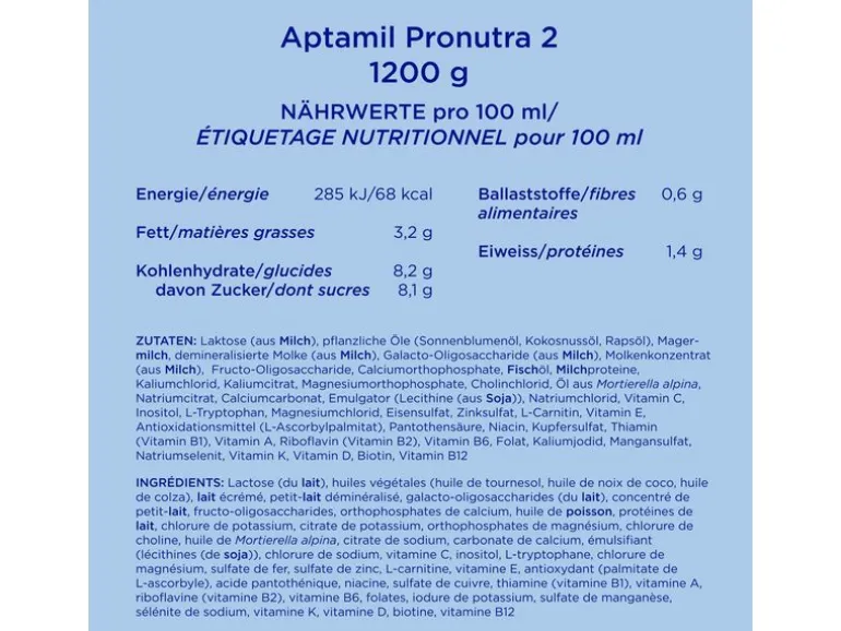 Aptamil Folgemilch Pronutra 2, 6x 600 g