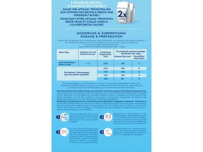Aptamil Folgemilch Pronutra 2, 6x 600 g