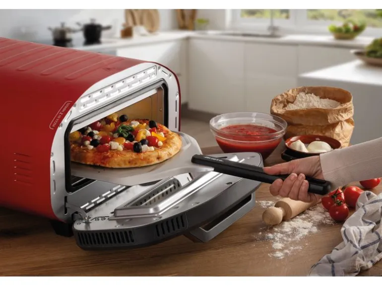 Ariete Pizzaofen ARI-3901 Elektrischer Pizzaofen Schamottstein Rot