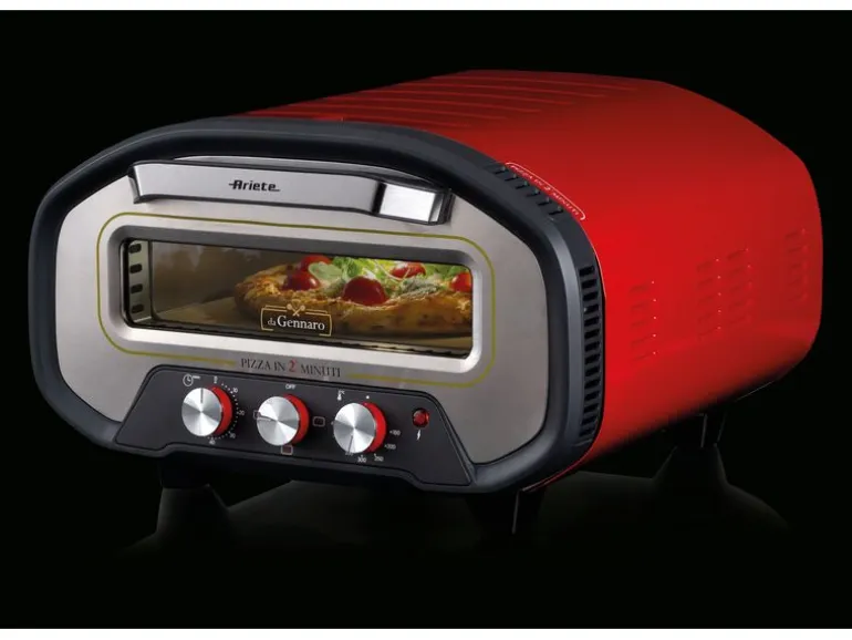 Ariete Pizzaofen ARI-3901 Elektrischer Pizzaofen Schamottstein Rot