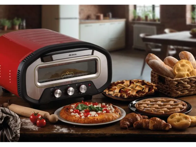 Ariete Pizzaofen ARI-3901 Elektrischer Pizzaofen Schamottstein Rot