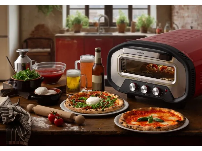 Ariete Pizzaofen ARI-3901 Elektrischer Pizzaofen Schamottstein Rot