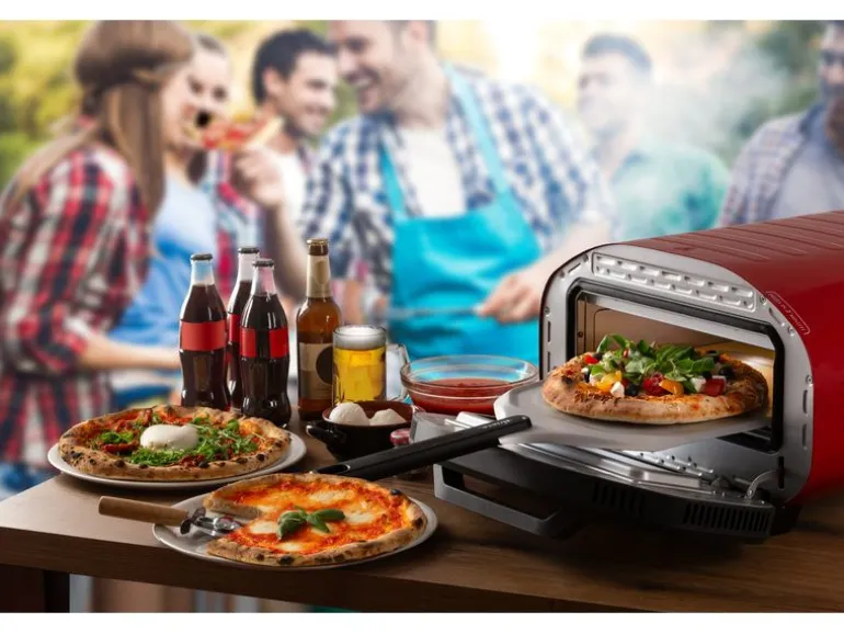 Ariete Pizzaofen ARI-3901 Elektrischer Pizzaofen Schamottstein Rot