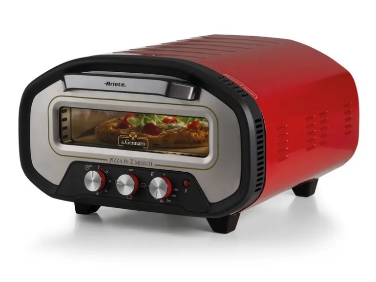 Ariete Pizzaofen ARI-3901 Elektrischer Pizzaofen Schamottstein Rot