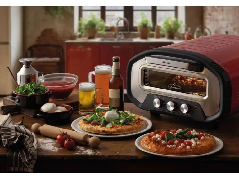 Ariete Pizzaofen ARI-3901 Elektrischer Pizzaofen Schamottstein Rot
