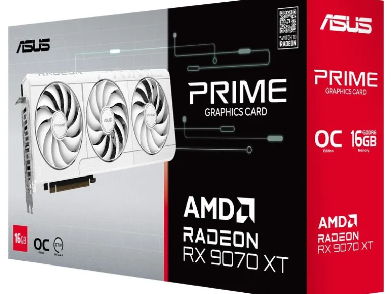 ASUS Grafikkarte Prime Radeon RX 9070 XT OC Edition 16GB Weiss