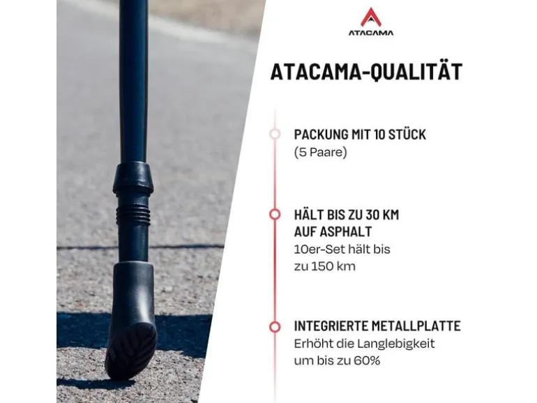 Atacama Nordic Walking Gummipuffer Wanderstockaufsatz 10er-Set