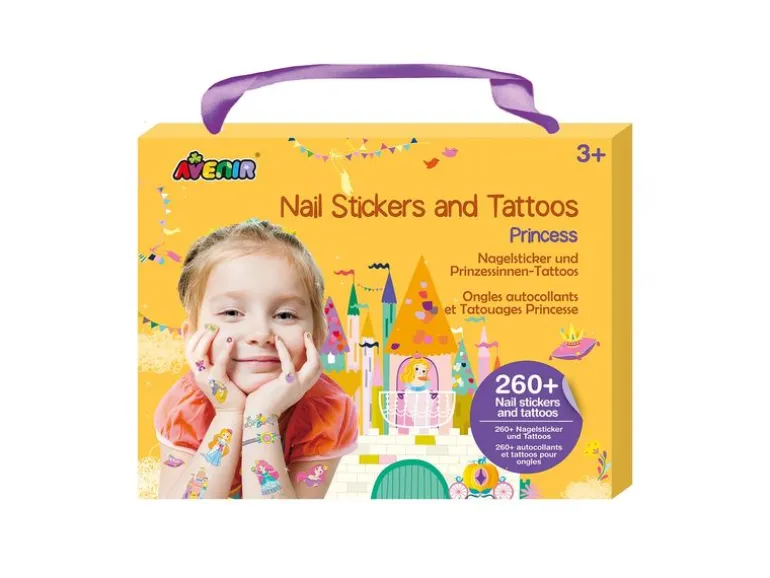 AVENIR Nagelset Sticker und Tattoos Prinzessin Motiv