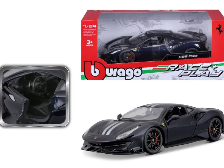 BBurago Ferrari R&P 488 Pista Schwarz 1:24
