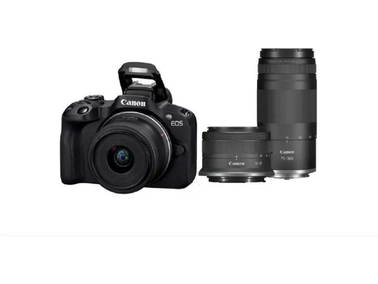 Canon Fotokamera EOS R50 + RF-S 18-45 + RF 75-300 Schwarz