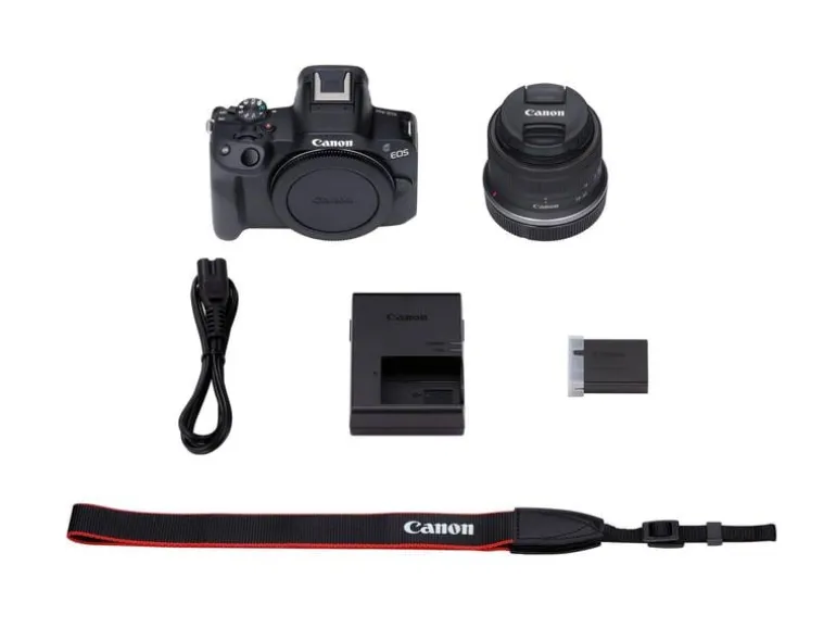 Canon Fotokamera EOS R50 + RF-S 18-45 + RF 75-300 Schwarz