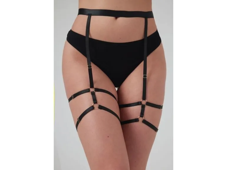Christine Strappy Strumpfhalter Blushing Schwarz- OneSize
