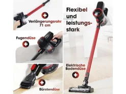 CLEANmaxx Akku-Hand- und Stielsauger Rot/Schwarz