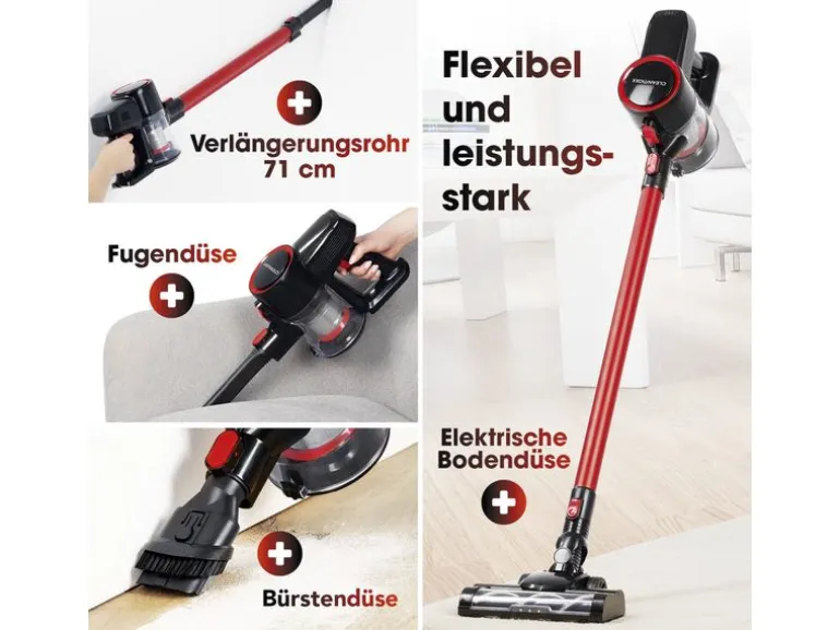 CLEANmaxx Akku-Hand- und Stielsauger Rot/Schwarz