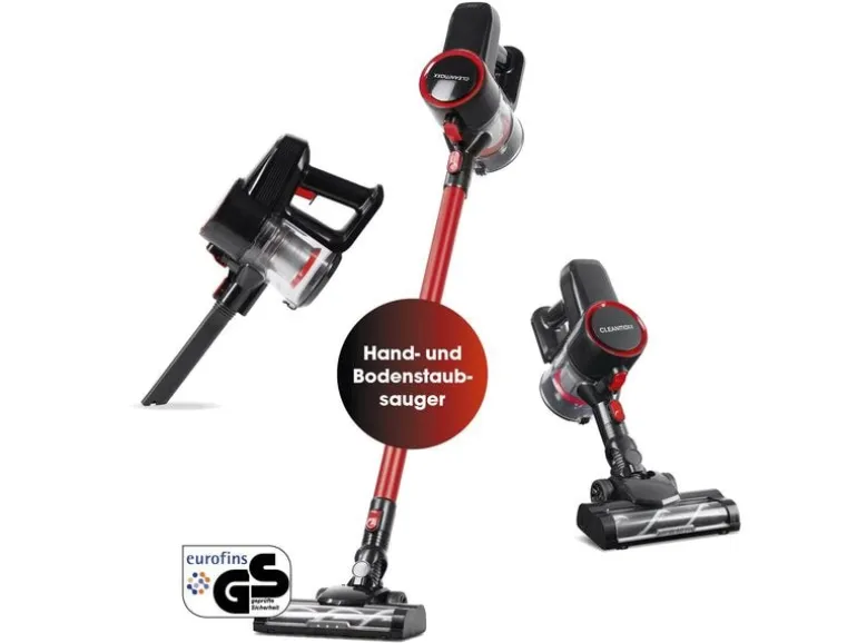 CLEANmaxx Akku-Hand- und Stielsauger Rot/Schwarz