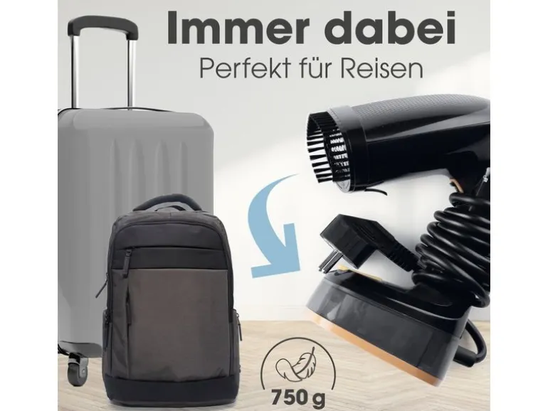 CLEANmaxx Dampfbürste 2-in-1 – 1600W schwarz 165 ml Tank 1600 W