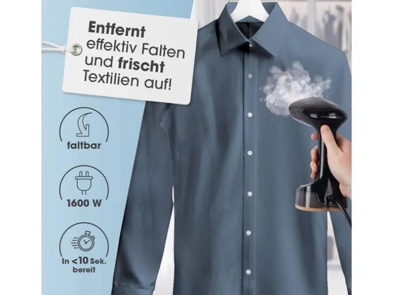 CLEANmaxx Dampfbürste 2-in-1 – 1600W schwarz 165 ml Tank 1600 W