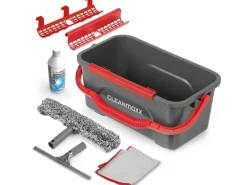 CLEANmaxx Fensterwischer 7-teilig, Grau/Rot