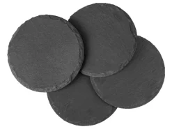 COCON Kerzenuntersetzer Ø 10 cm, Schiefer, Schwarz, 4 Stück