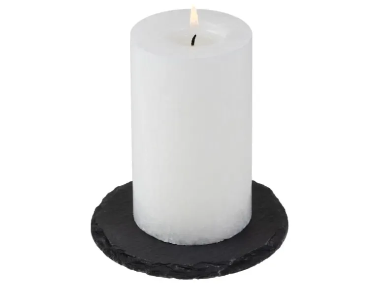 COCON Kerzenuntersetzer Ø 10 cm, Schiefer, Schwarz, 4 Stück