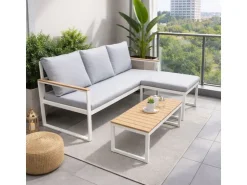 COCON Loungeset Melide, Beige/Grau/Weiss, 3 Sitzplätze