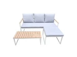 COCON Loungeset Melide, Beige/Grau/Weiss, 3 Sitzplätze